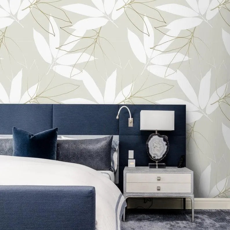 Cannabis Sativa Leaves Neutral Floral Wallpaper