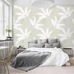 Cannabis Sativa Leaves Neutral Floral Wallpaper