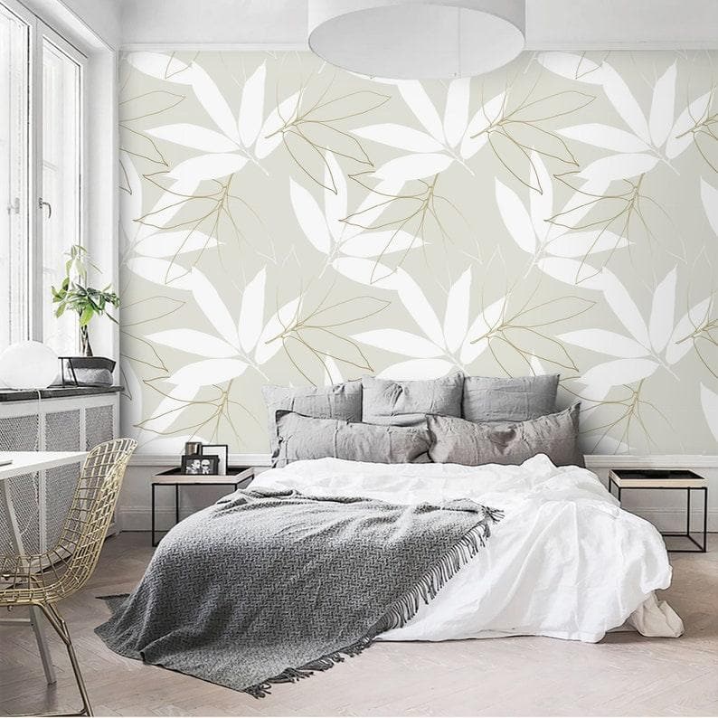 Cannabis Sativa Leaves Neutral Floral Wallpaper Cannabis Sativa Leaves Neutral Floral Wallpaper 
