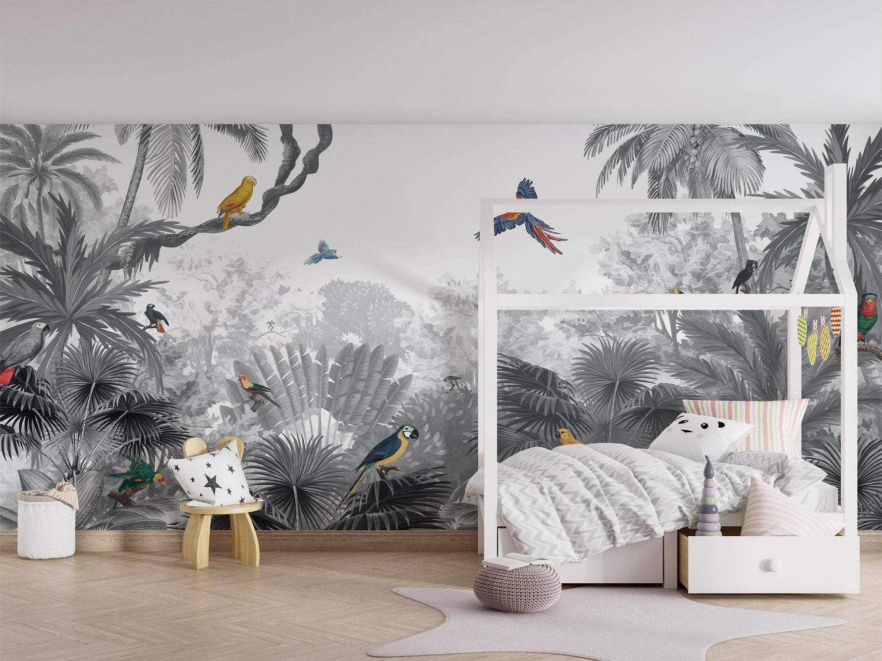 Canopy Jungle Black and White Wallpaper Mural