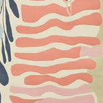 This close-up image showcases the Canvas of Calm Hand Tufted Area Rug, featuring an abstract design with soft, flowing lines in peach, cream, and blue tones. Perfect as a contemporary wool rug, it adds a calming touch to large living room spaces, making it an ideal choice for those seeking stylish living room area rugs.