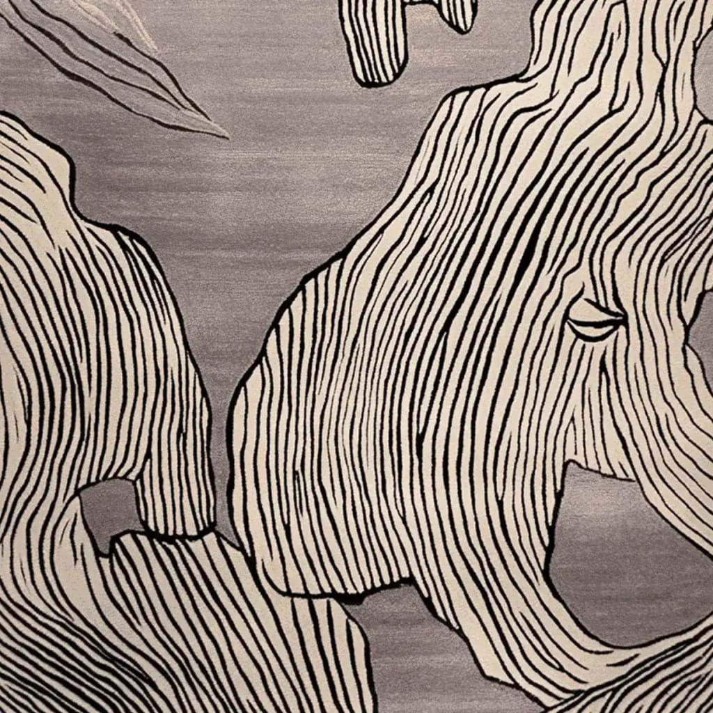 Close-up view of a Carved Motion Surface Hand Tufted Area Rug showcasing its intricate abstract design. Perfect for adding a contemporary touch to living room area rugs, this large wool rug features flowing lines and a modern pattern, ideal for contemporary spaces.