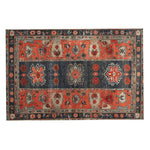 A beautifully crafted Caucasus Heritage Knotted Wool Area Rug, perfect for the office or as a centerpiece in living rooms. This 8x10 living room rug features intricate floral patterns in rich red and navy, highlighting its traditional design. Ideal for adding warmth and elegance to any space.