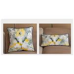 Celestial Crane throw pillow cover featuring vibrant yellow and intricate crane designs, perfect for adding a touch of elegance to your home decor.