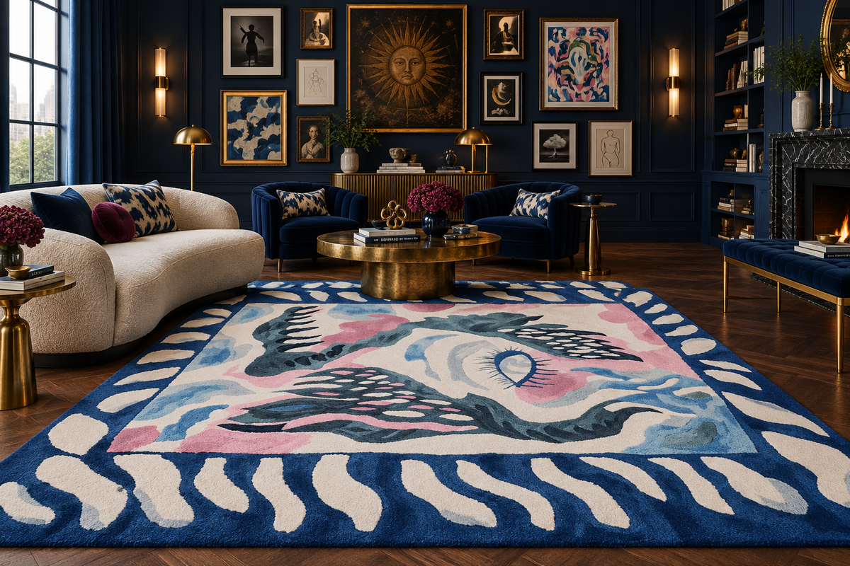 Celestial Eye Flow Hand Tufted Wool Rug 10 x 12 ft