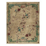 This elegant area rug features a sophisticated celestial floral design, hand-knotted with high-quality wool. The intricate floral patterns in rich colors create a timeless look, perfect for adding a touch of luxury to any living room.