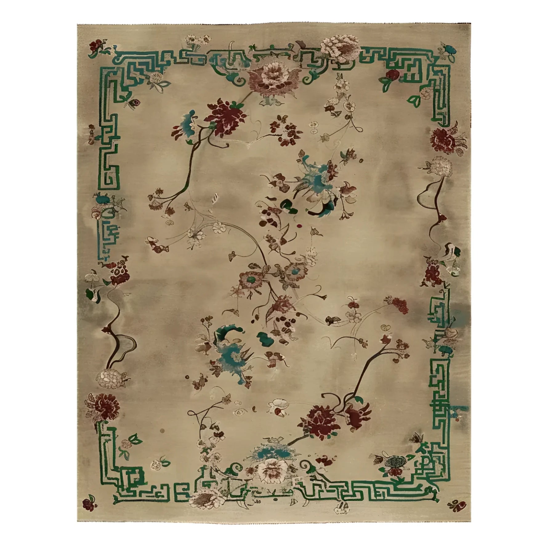 This elegant area rug features a sophisticated celestial floral design, hand-knotted with high-quality wool. The intricate floral patterns in rich colors create a timeless look, perfect for adding a touch of luxury to any living room.
