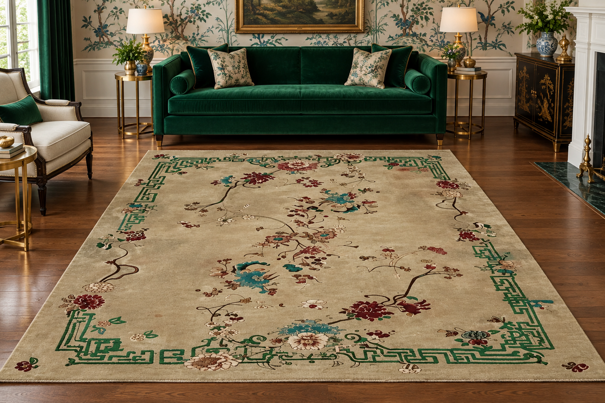 Celestial Floral Dream Hand Knotted Rug — Custom 5' × 7'