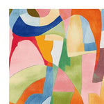 Colorful abstract design on the Chaotic Harmony Rhythm Hand Tufted Area Rug, perfect for adding a contemporary touch to your living room. This wool rug in an 8x10 size features vibrant geometric shapes in shades of orange, blue, green, and pink, making it an ideal choice for modern living room rugs.