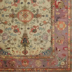 Charming Blooms Hand Knotted Area Rug with intricate vintage Persian designs in vibrant colors, perfect for an 8x10 living room setting. This elegant living room rug showcases a classic floral pattern with a rich border, ideal for adding a touch of sophistication to any space.