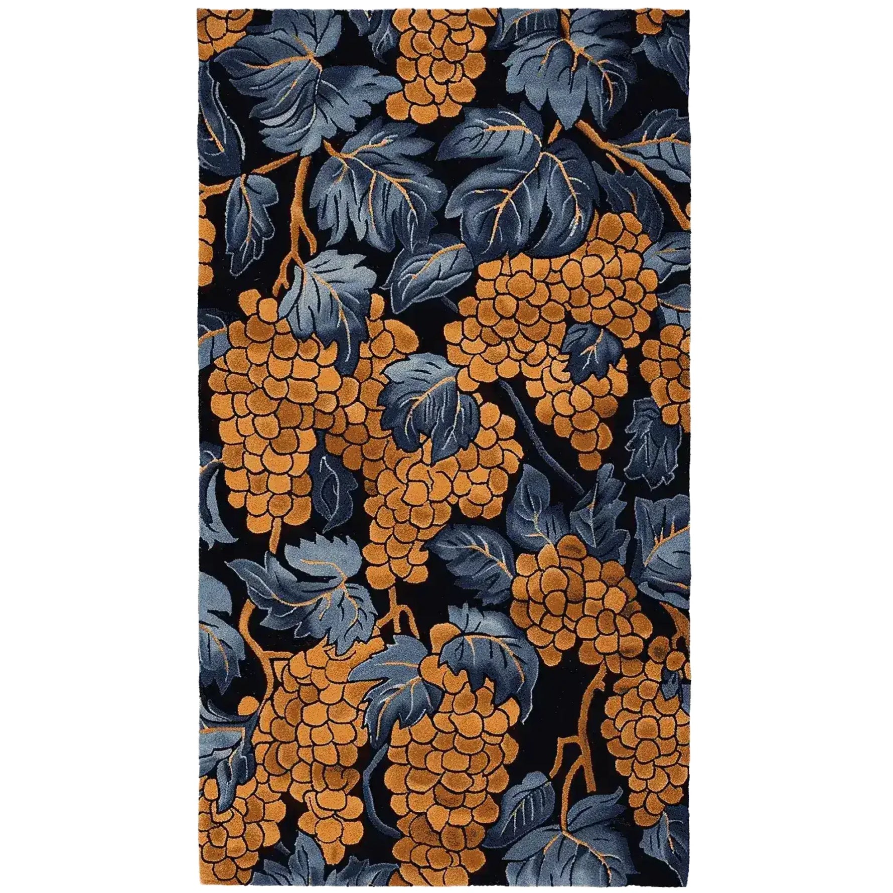 Decorative wool rug with floral pattern on a vineyard at sunset