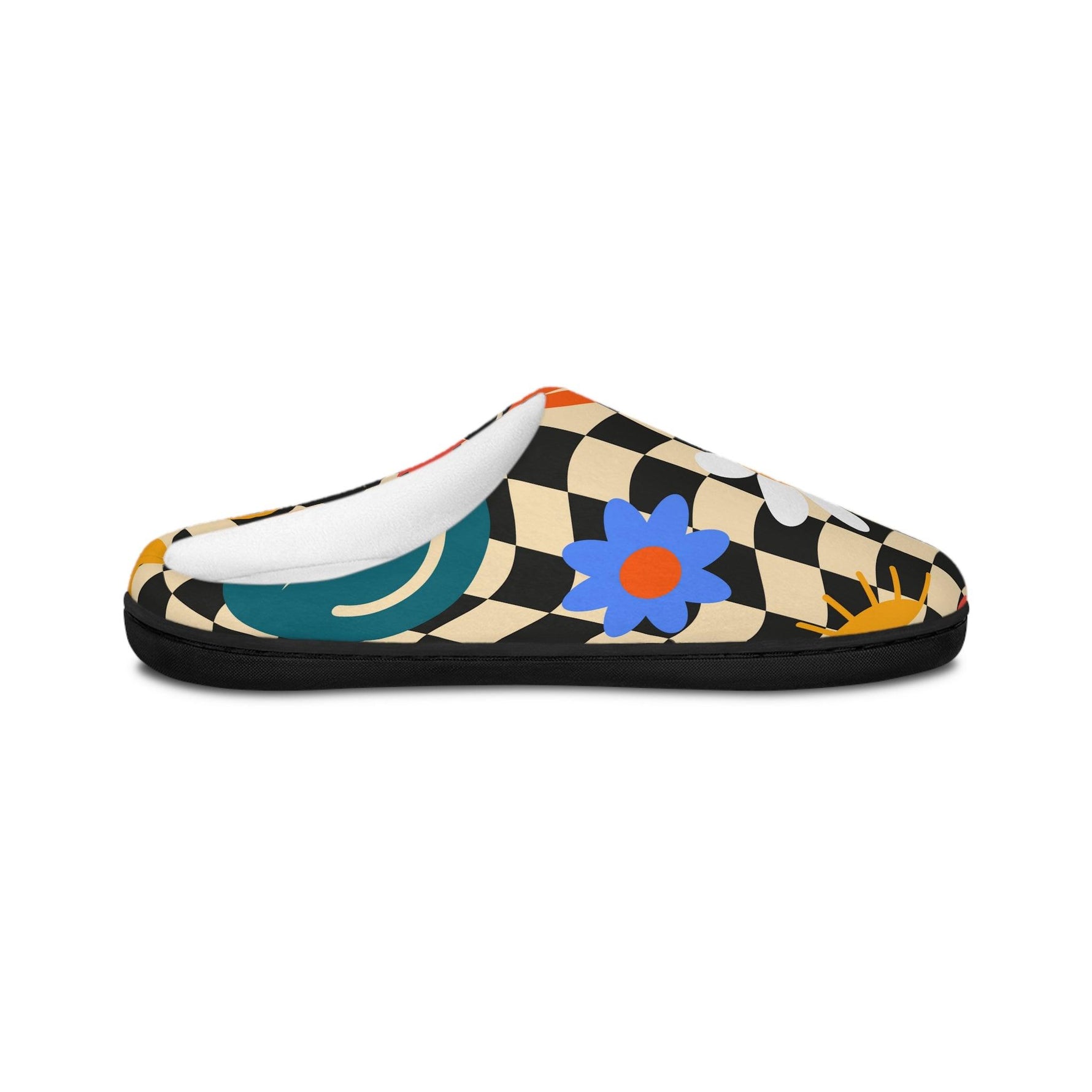 Checker Flower and Emoji Women's Indoor Slippers