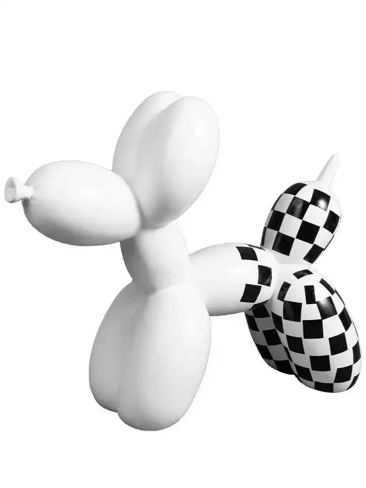 Checkered Balloon Dog Figurine