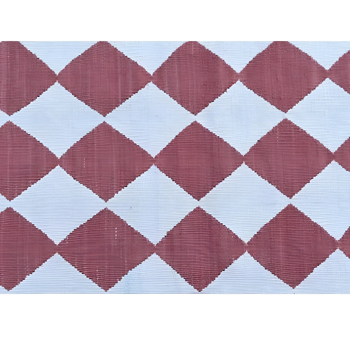 Checkers Vegetable Dyed Indian Dhurrie Reversible Cotton Rug - Red