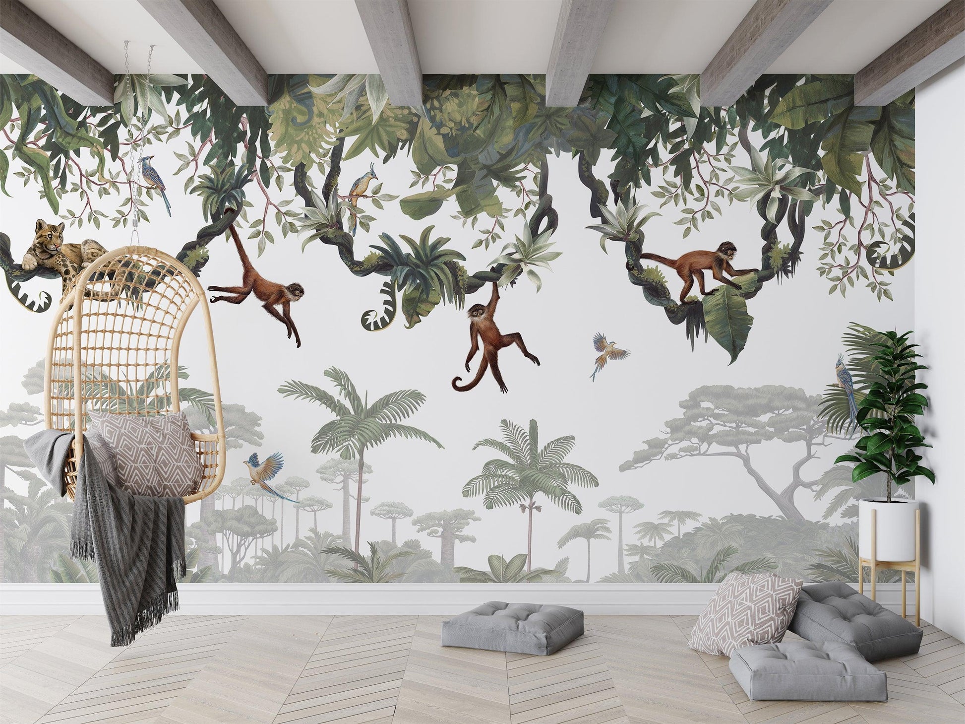Cheeky Monkeys Wallpaper Mural - MAIA HOMES