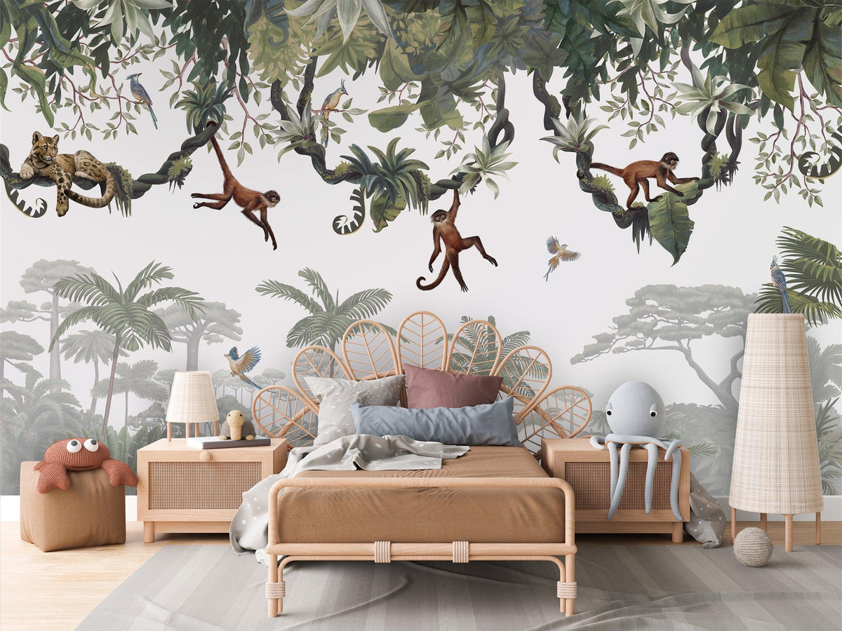 Cheeky Monkeys Wallpaper Mural