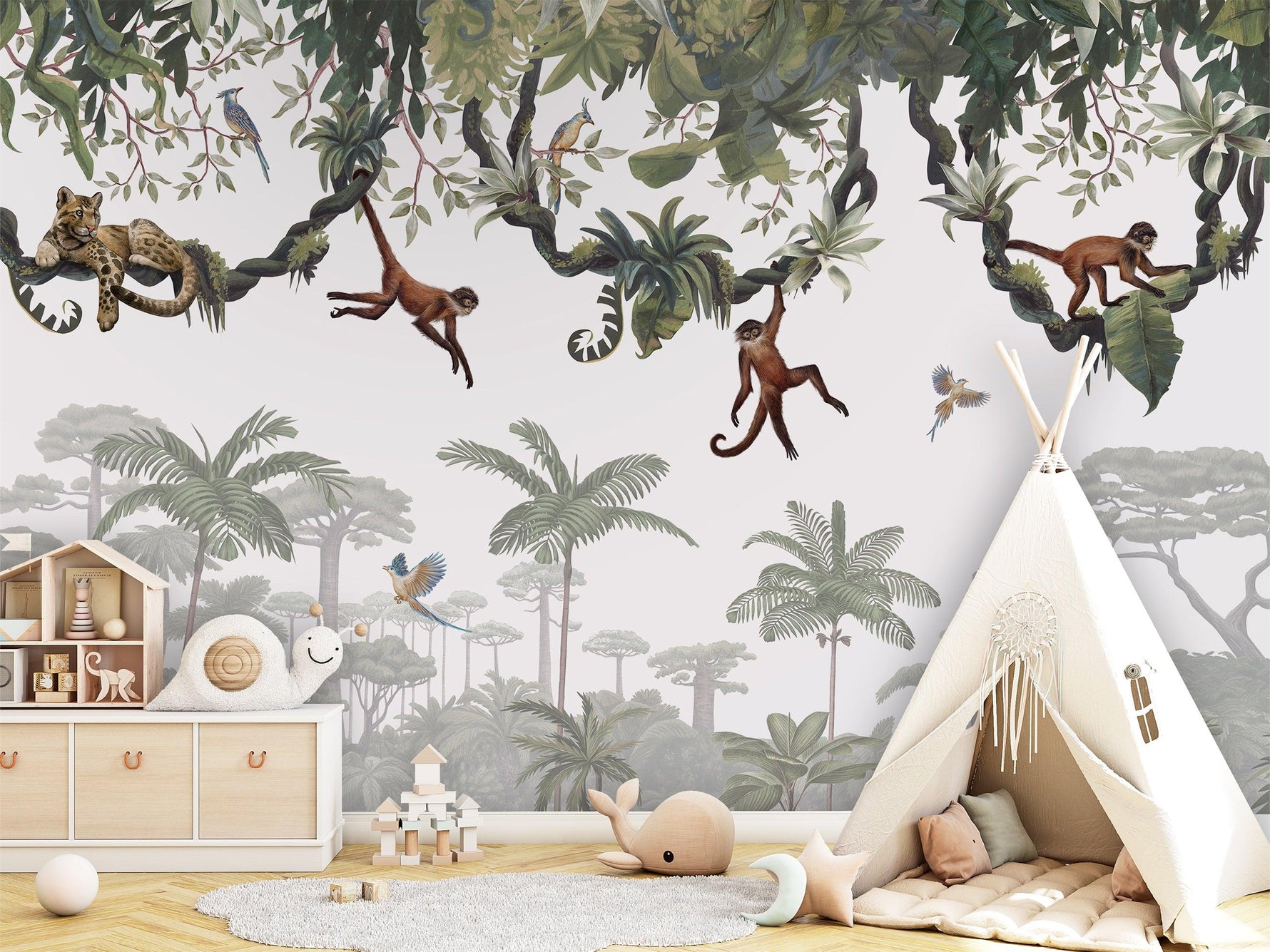 Cheeky Monkeys Wallpaper Mural