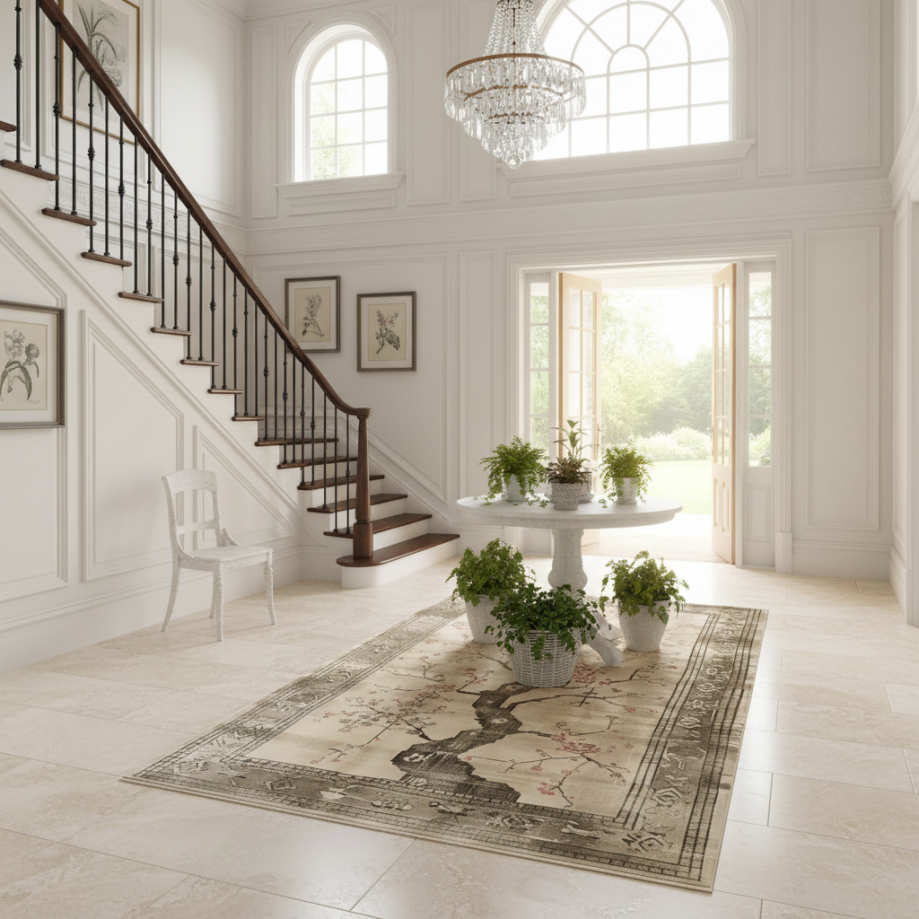Cherry Blossom Elegance Knotted Wool Rug