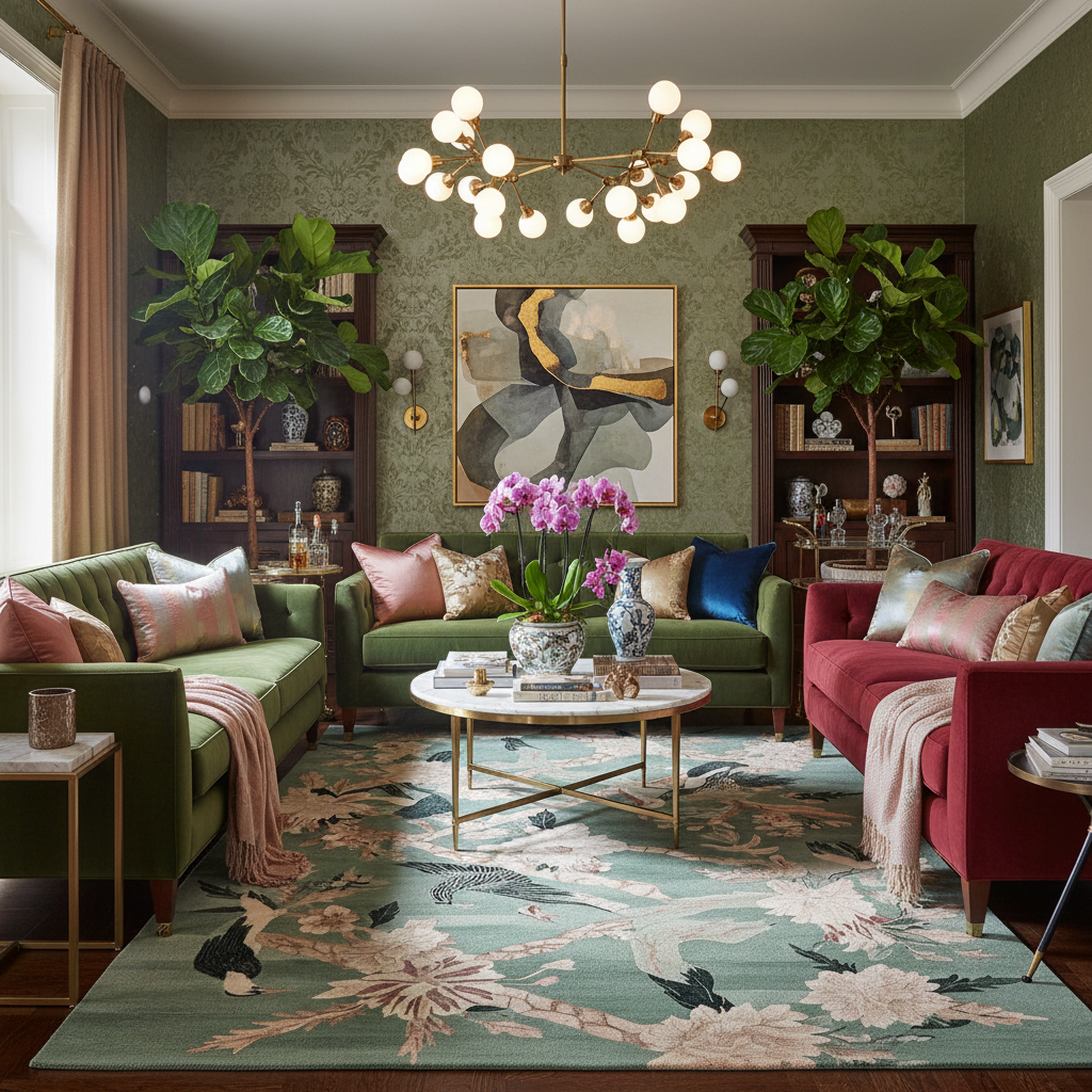 Chinoiserie Bird Ballet Hand Tufted Rug