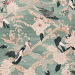 This stunning Chinoiserie Bird Ballet Hand Tufted Area Rug features an intricate design with elegant birds and lush florals against a soft green background. Perfect for adding a touch of elegance to large living rooms, this wool rug is a beautiful addition to any space looking for stylish living room area rugs.
