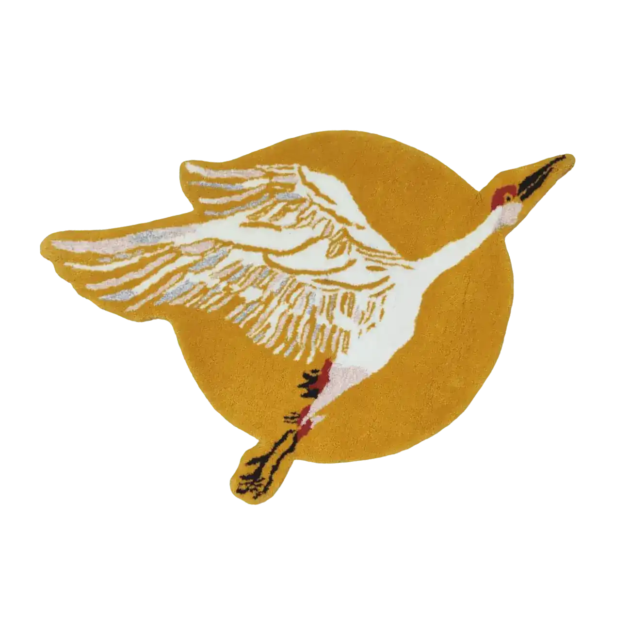 Elegant Chinoiserie Crane over the Sun hand tufted wool area rug, perfect for adding a touch of artistry to your living room or dining room. This round rug showcases a stunning crane design in warm hues, making it an ideal choice for wool rug enthusiasts looking to enhance their living room area rugs collection.