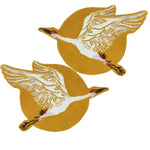 This hand-tufted wool area rug features a stunning Chinoiserie design with elegant cranes flying over a radiant sun. Perfect for adding a touch of sophistication to your living room or dining room, this round rug combines traditional artistry with modern elegance. Ideal as a centerpiece in living room area rugs, its luxurious texture and intricate details make it a standout piece among rugs for the living room.