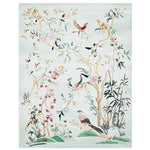 Chinoiserie Garden Bliss Hand Tufted Area Rug featuring an elegant design with colorful birds and floral patterns on a soft background, perfect for adding a touch of sophistication to living rooms. Ideal for those seeking rugs for living room, living room rugs 8x10, or a high-quality wool rug.