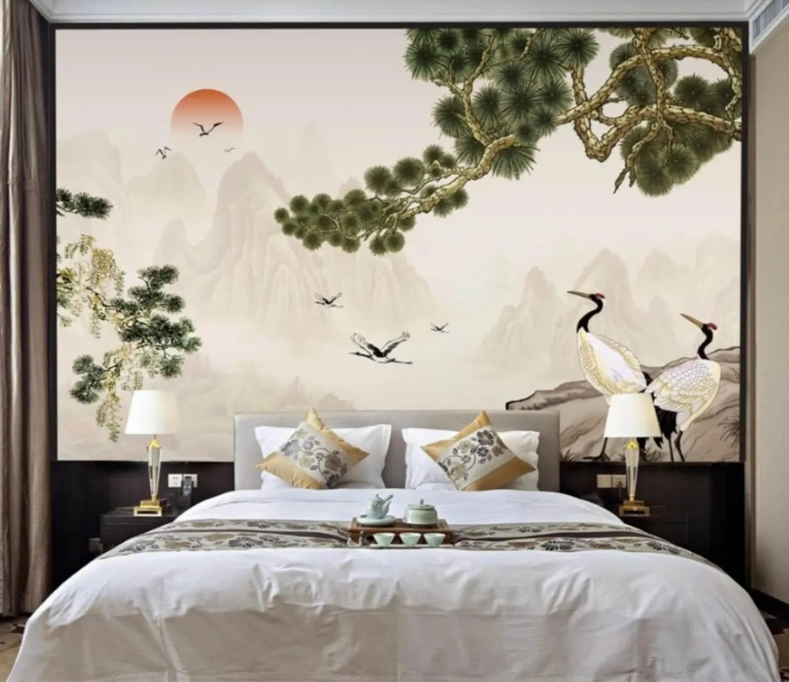 Chinoiserie Mountains Wall Mural