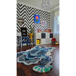 Chinoiserie Tibetan Tiger Hand Tufted Wool Rug - Blue - MAIA HOMES