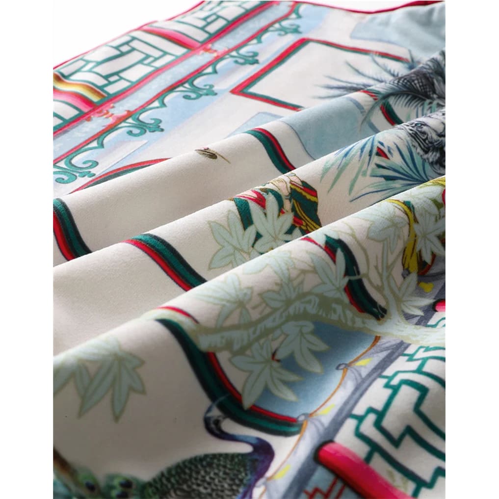 Chinoiserie white tiger throw pillow cover featuring vibrant colors and intricate patterns, ideal for home decor