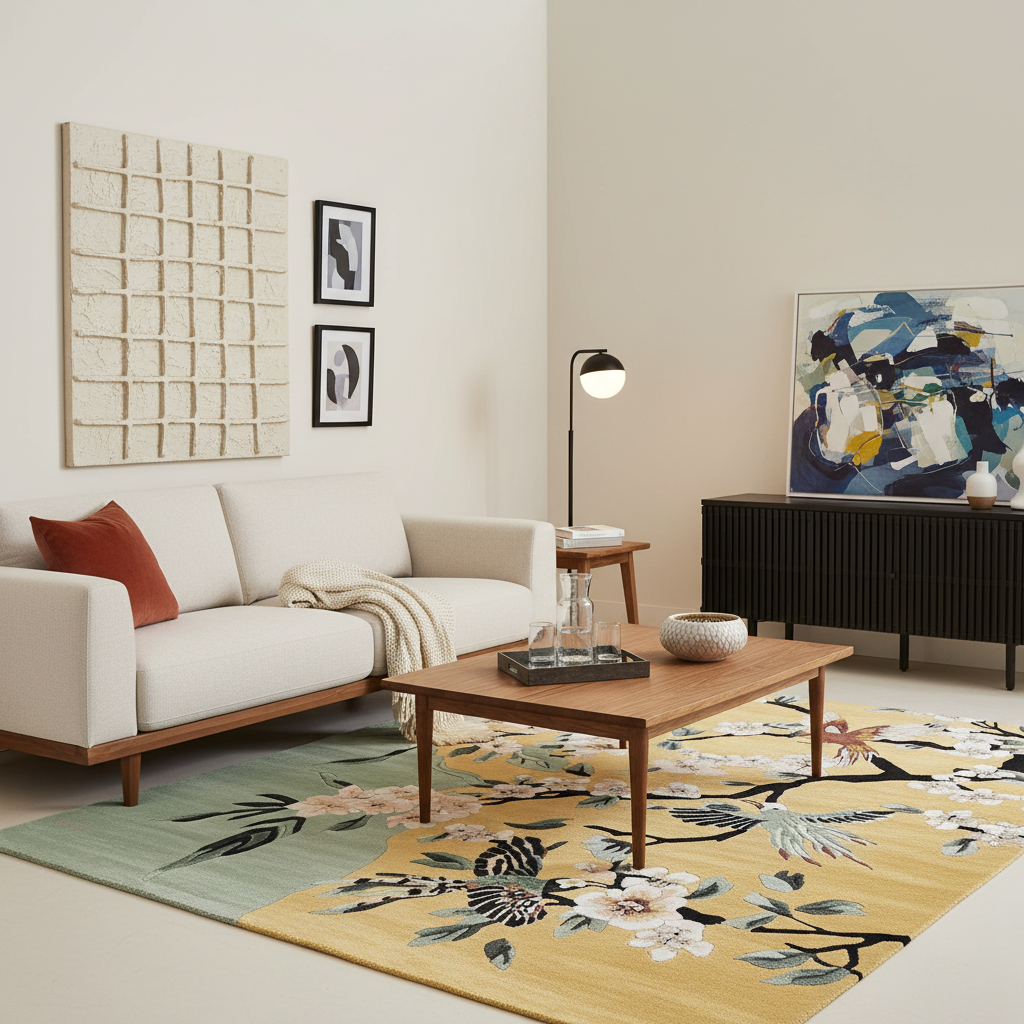 Chirping Petal Dance Hand Tufted Rug
