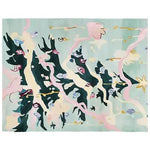 This vibrant hand-tufted area rug features an abstract Christmas tree design, perfect for adding festive flair to your living room. The rug's intricate patterns and wool texture create a cozy and stylish atmosphere, making it an ideal choice for those seeking unique living room area rugs or wool rugs.