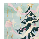 A vibrant hand-tufted area rug featuring an abstract Christmas tree design, perfect for adding holiday charm to living room area rugs. The wool rug showcases swirling pastel colors and whimsical decorations, ideal for those seeking unique rugs for the living room.