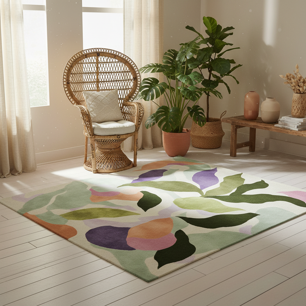 Chroma Leaf Curve Hand Tufted Rug