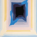 Vibrant and contemporary hand-tufted wool rug with a bold chromatic depth design, perfect as a square area rug for modern living rooms. This large rug features a striking blend of blue, yellow, and pink shades forming an abstract pattern, ideal for adding a stylish touch to your space.