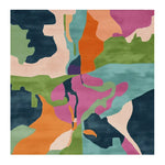 Vibrant Chromatic Terrain Flow Hand Tufted Area Rug featuring an abstract design with bold colors, perfect for a contemporary living room. This square rug is crafted from high-quality wool, offering a cozy and stylish addition to any space. Ideal for a living room measuring 8x10, this square area rug is both functional and a statement piece.