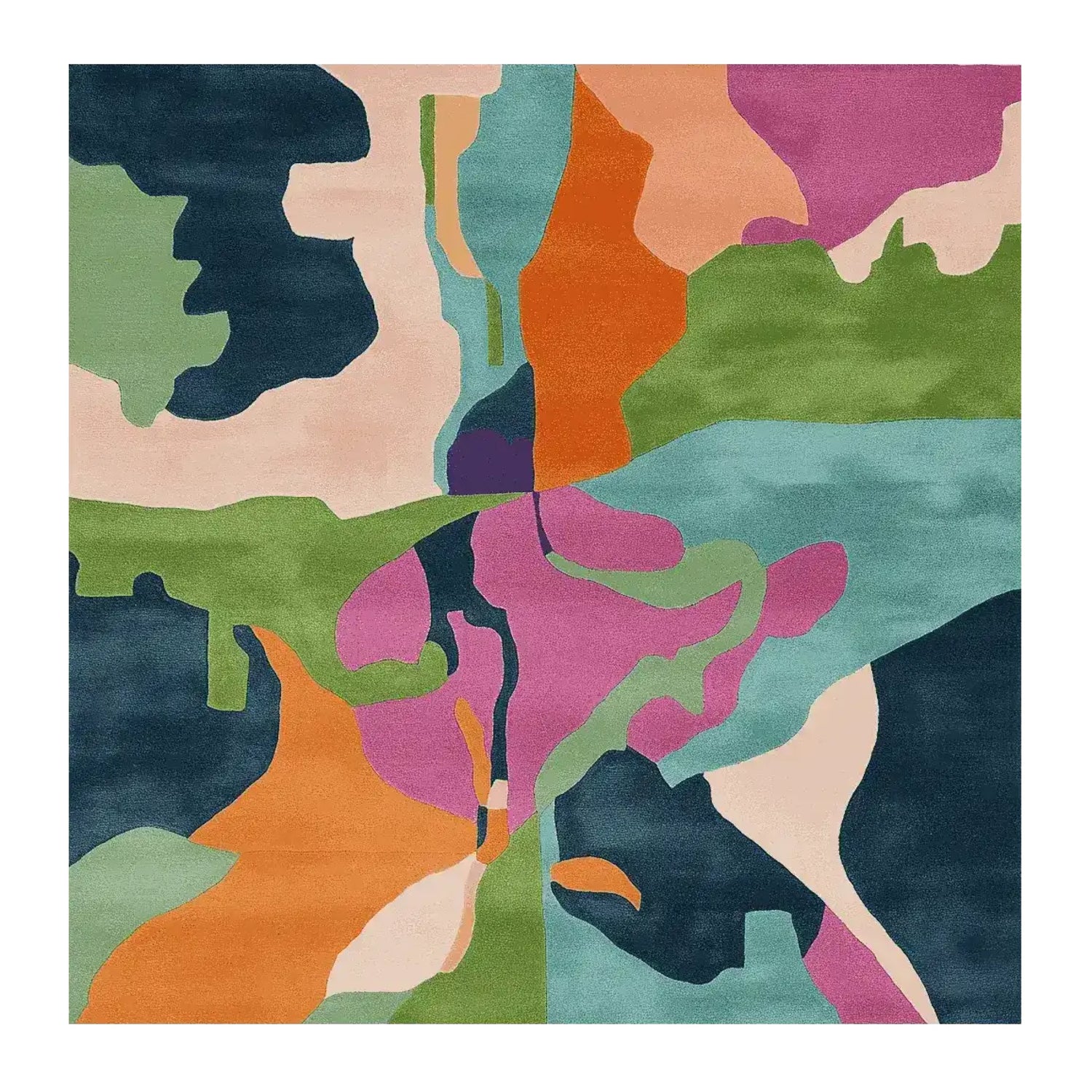 Vibrant Chromatic Terrain Flow Hand Tufted Area Rug featuring an abstract design with bold colors, perfect for a contemporary living room. This square rug is crafted from high-quality wool, offering a cozy and stylish addition to any space. Ideal for a living room measuring 8x10, this square area rug is both functional and a statement piece.