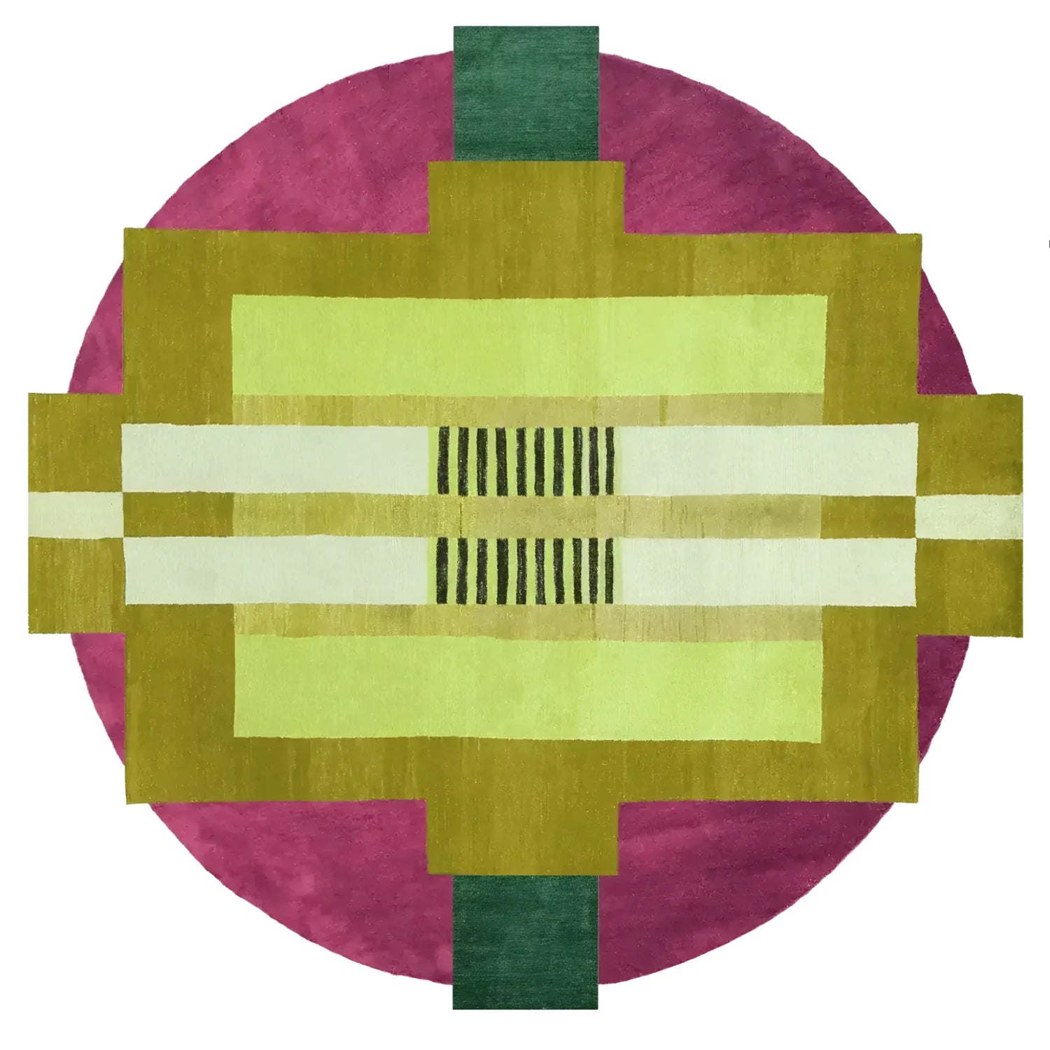 Vibrant Circle of Aztec Round Hand Tufted Wool Rug, featuring a rich abstract design with geometric shapes and bold colors. Perfect for adding a splash of color to your office or living room, this area rug brings warmth and style to any space.