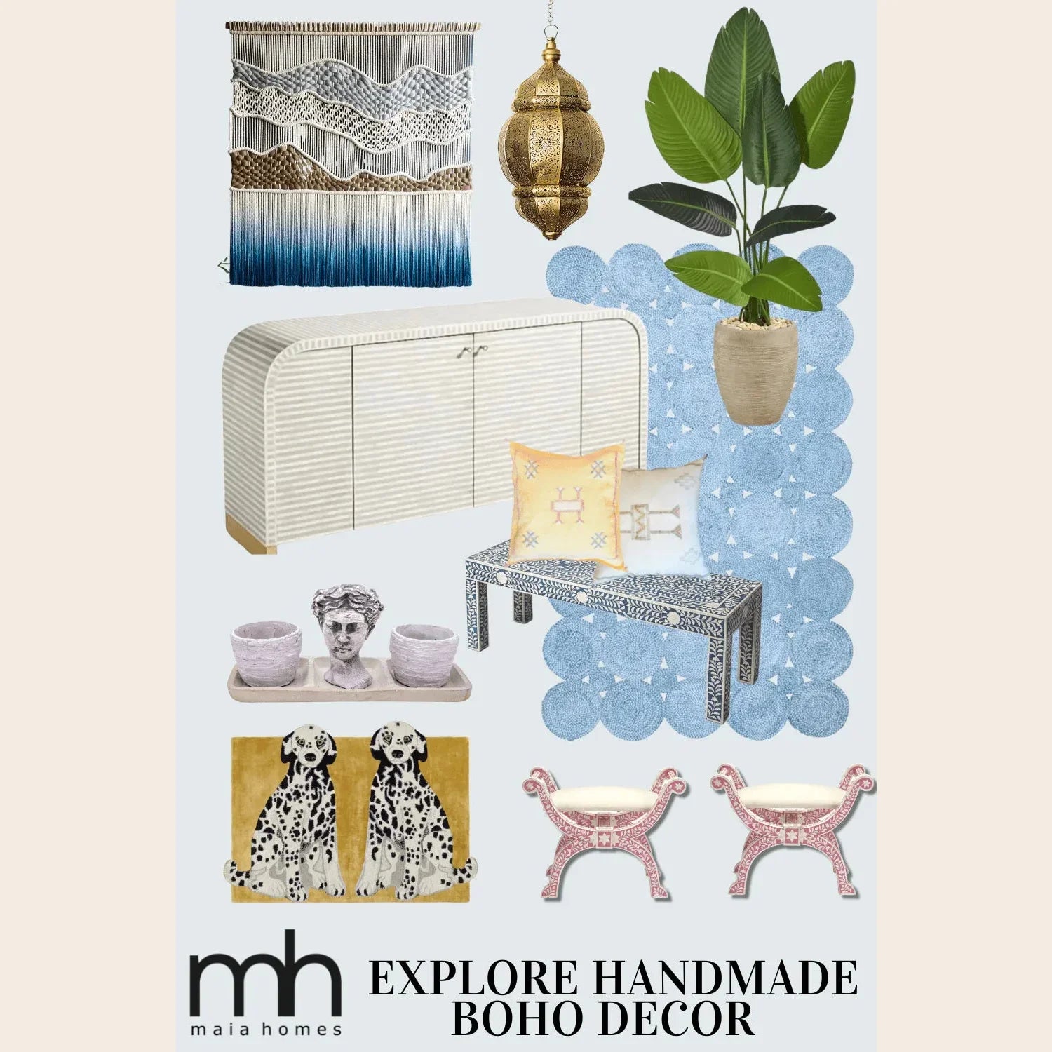 Circle of Life Braided Area Jute Rug - Blue