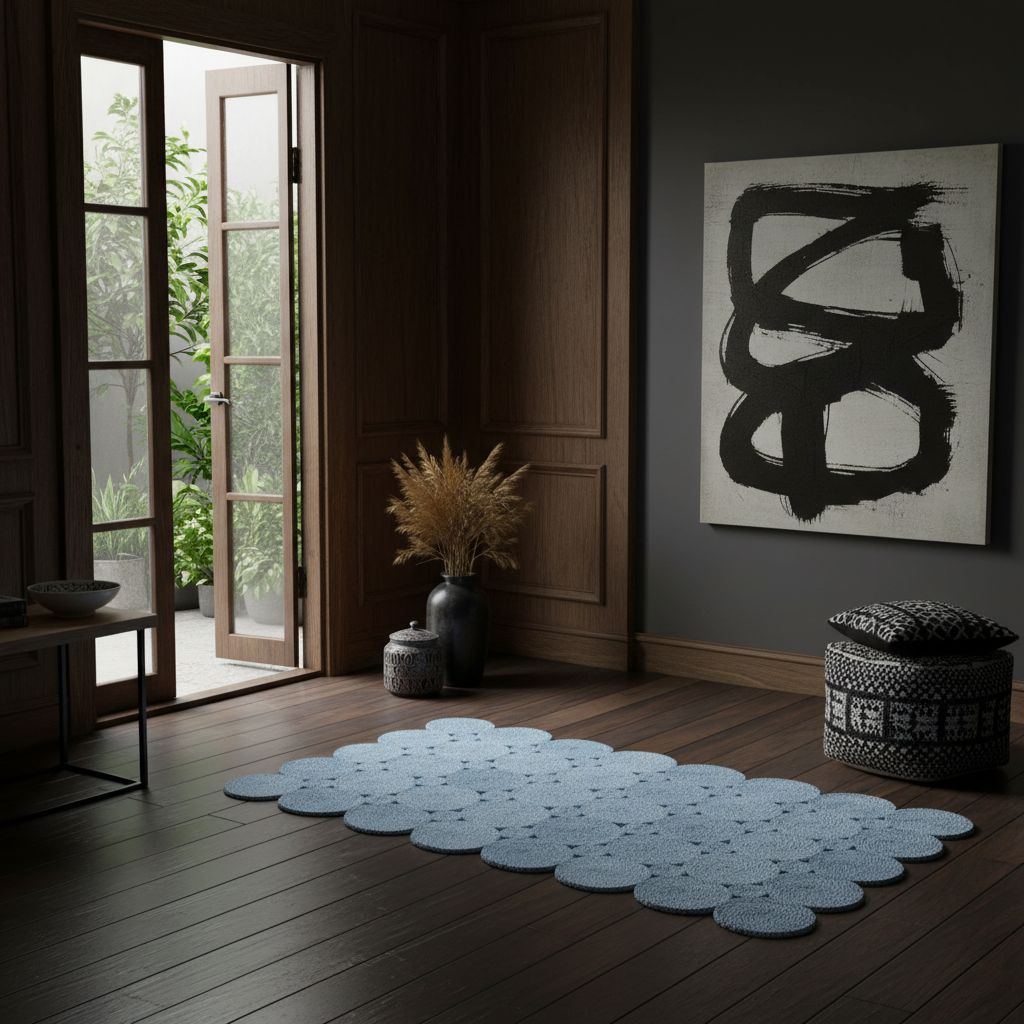 Circle of Life Braided Area Jute Rug - Blue