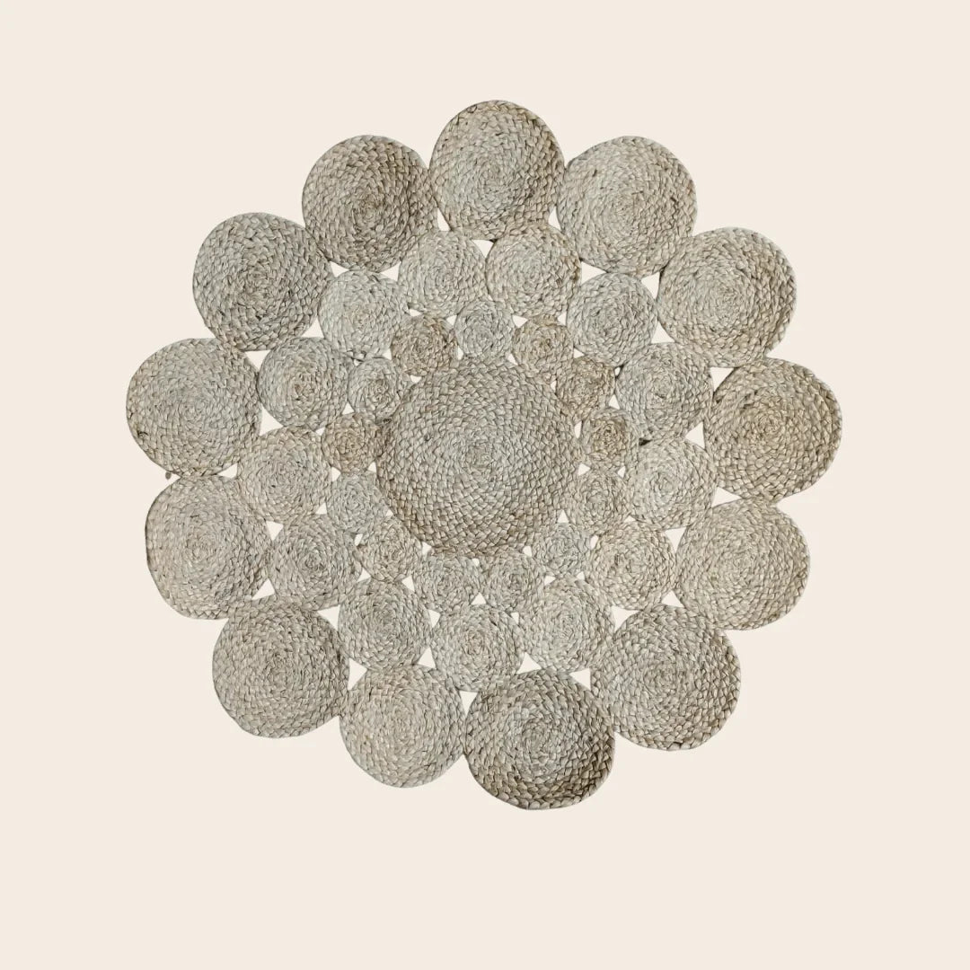 Circles Round Jute Rug - Natural