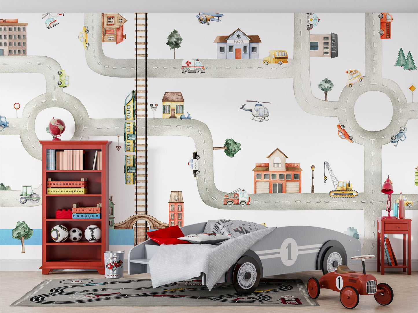 City of Vehicles Wallpaper Mural - MAIA HOMES