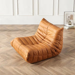 Classic Armless Lazy Lounge Chair - Brown Leather