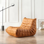 Classic Armless Lazy Lounge Chair - Brown Leather