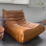 Classic Armless Lazy Lounge Chair - Brown Leather