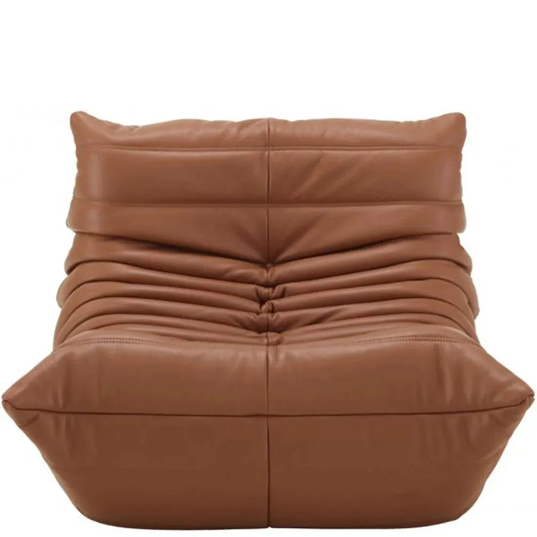 Classic Armless Lazy Lounge Chair - Brown Leather