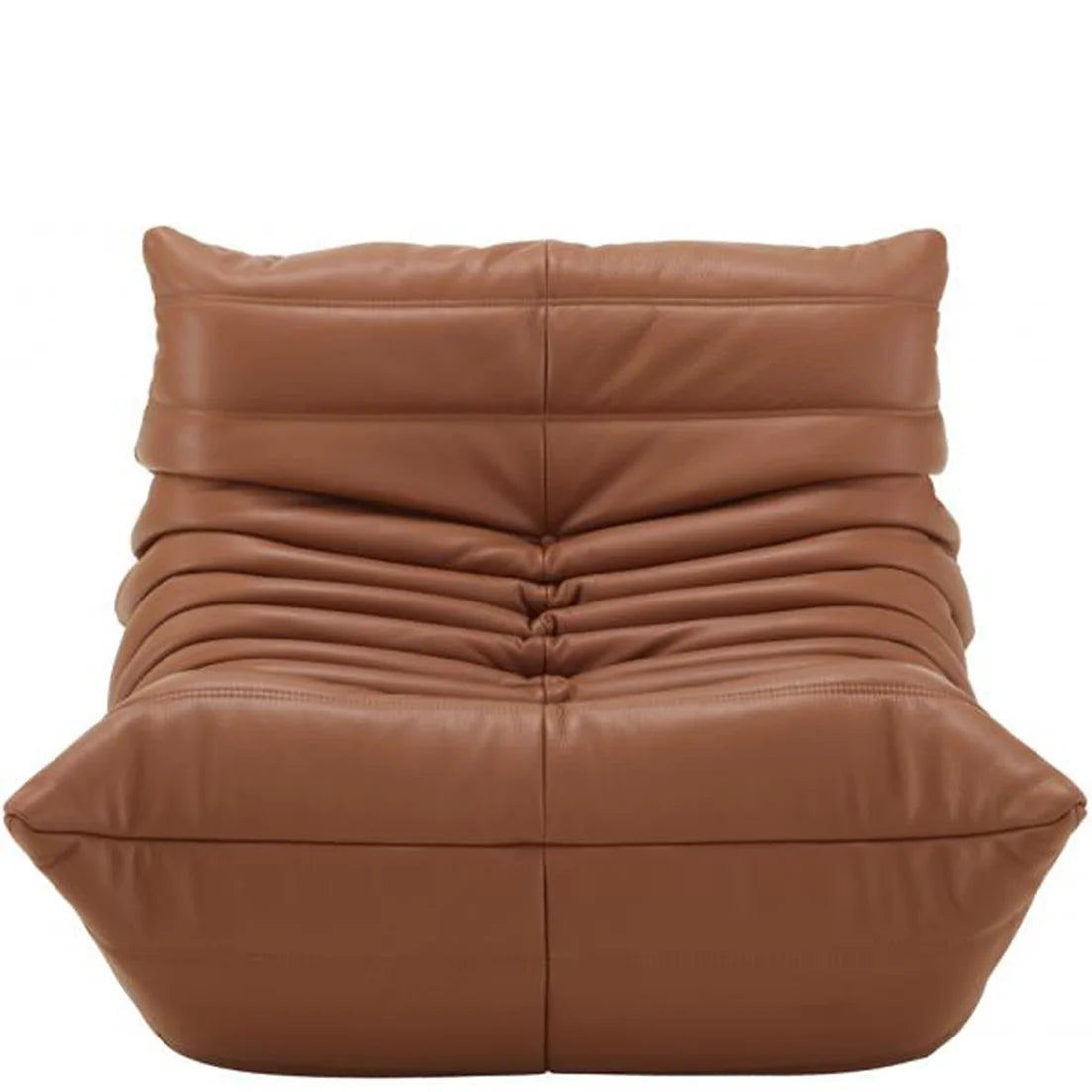 Classic Armless Lazy Lounge Chair - Brown Leather - MAIA HOMES