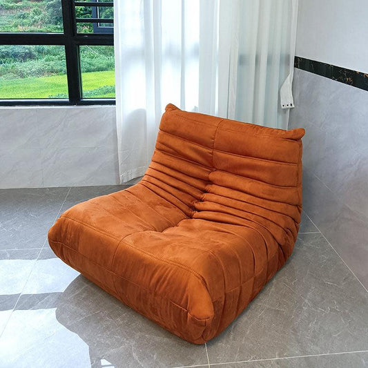 Classic Armless Lazy Lounge Chair - Suede Orange - MAIA HOMES