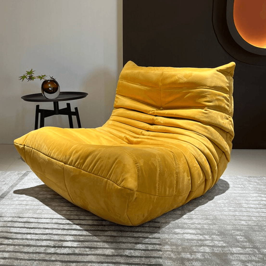 Classic Armless Lazy Lounge Chair - Suede Yellow