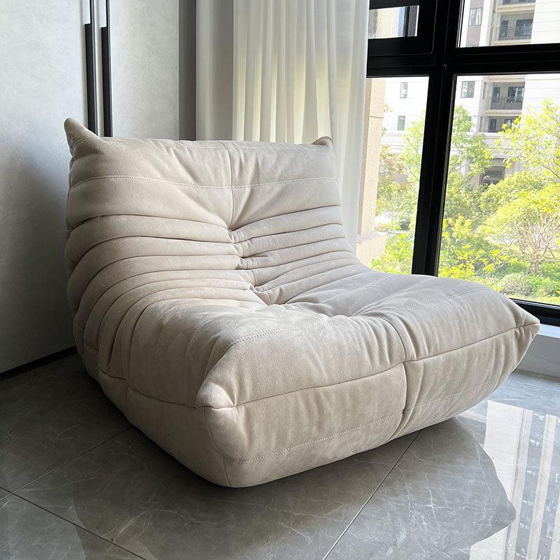 Classic Armless Lazy Lounge Chair - White Vegan Leather suede-white One Seat